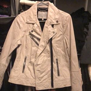 RACHEL Rachel Roy Leather Jacket Cream size Medium